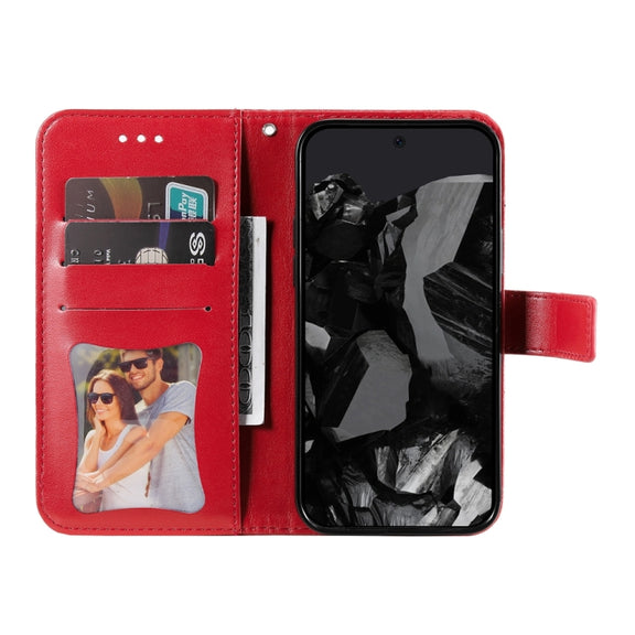 For Google Pixel 9 Pro 7-petal Flowers Embossing Leather Phone Case(Red)