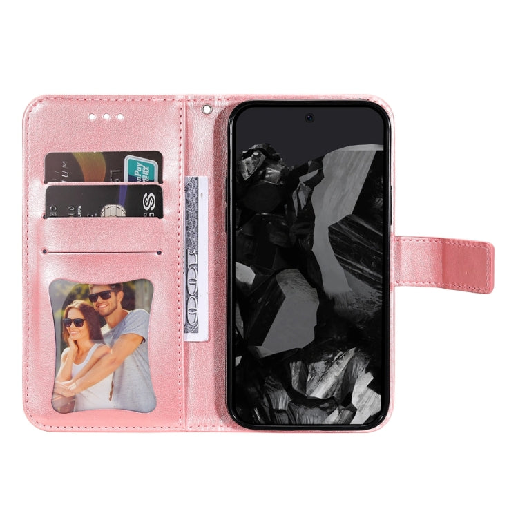 For Google Pixel 9 Pro 7-petal Flowers Embossing Leather Phone Case(Rose Gold)