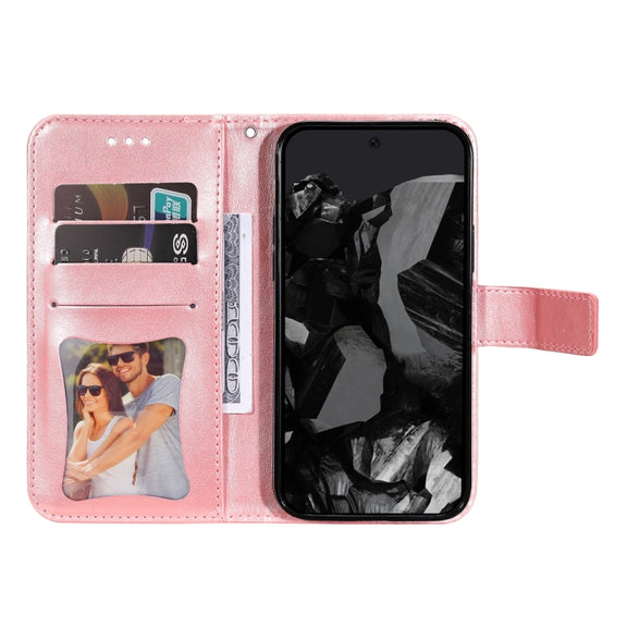 For Google Pixel 9 Pro 7-petal Flowers Embossing Leather Phone Case(Rose Gold)