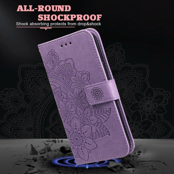 For Google Pixel 9 7-petal Flowers Embossing Leather Phone Case(Light Purple)