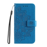 For Google Pixel 9 7-petal Flowers Embossing Leather Phone Case(Blue)