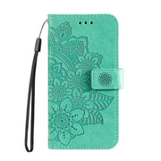 For Google Pixel 9 Seven-petal Flowers Embossing Leather Phone Case(Green)