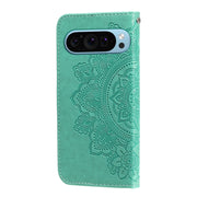 For Google Pixel 9 Seven-petal Flowers Embossing Leather Phone Case(Green)
