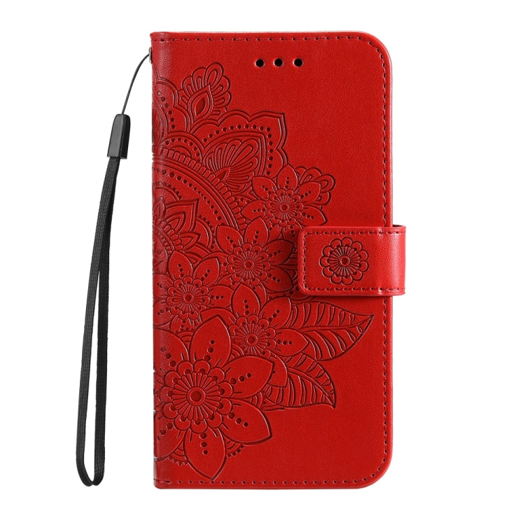 For Google Pixel 9 Seven-petal Flowers Embossing Leather Phone Case(Red)