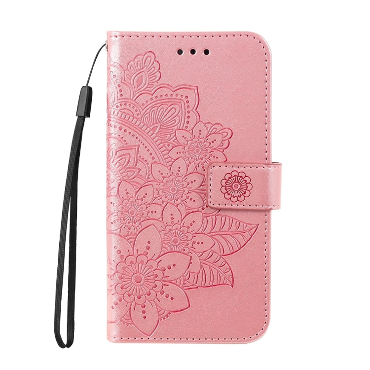 For Google Pixel 9 7-petal Flowers Embossing Leather Phone Case(Rose Gold)
