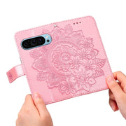 For Google Pixel 9 7-petal Flowers Embossing Leather Phone Case(Rose Gold)