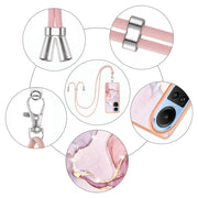 For OPPO Reno10 5G Global Electroplating Marble Dual-side IMD Phone Case with Lanyard(Rose Gold 005)