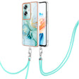 For OPPO A79 5G Global Electroplating Marble Dual-side IMD Phone Case with Lanyard(Green 003) - OPPO Cases by PMC TechLife | Online Shopping South Africa | PMC TechLife | Buy Now Pay Later Mobicred