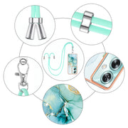 For OPPO A79 5G Global Electroplating Marble Dual-side IMD Phone Case with Lanyard(Green 003)