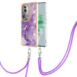 For OPPO Reno11 Pro 5G Global Electroplating Marble Dual-side IMD Phone Case with Lanyard(Purple 002) - free shipping - PMC TechLife - Order now!