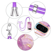 For Google Pixel 9 / 9 Pro Electroplating Marble Dual-side IMD Phone Case with Lanyard(Purple 001)