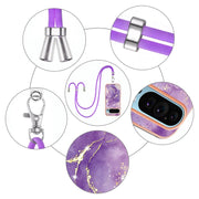 For Google Pixel 9 / 9 Pro Electroplating Marble Dual-side IMD Phone Case with Lanyard(Purple 002)