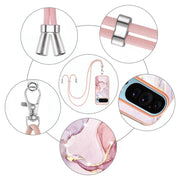 For Google Pixel 9 / 9 Pro Electroplating Marble Dual-side IMD Phone Case with Lanyard(Rose Gold 005)