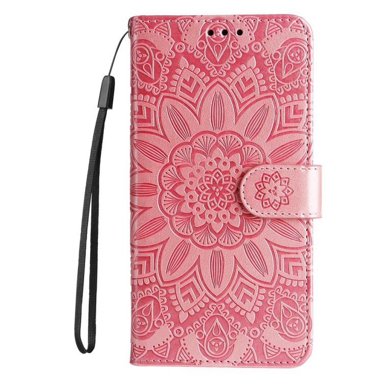For Google Pixel 9 Pro Embossed Sunflower Leather Phone Case(Rose Gold)