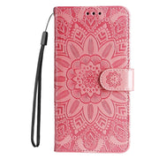 For Google Pixel 9 Pro Embossed Sunflower Leather Phone Case(Rose Gold)