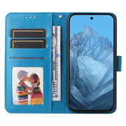 For Google Pixel 9 Embossed Sunflower Leather Phone Case(Blue)