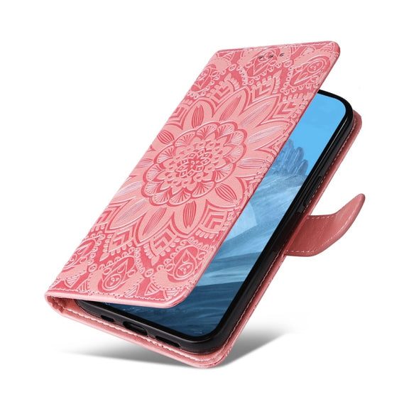 For Google Pixel 9 Embossed Sunflower Leather Phone Case(Rose Gold)