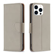 For iPhone 16 Pro Max Litchi Texture Pure Color Flip Leather Phone Case(Grey) - iPhone 16 Pro Max Cases by PMC TechLife | Online Shopping South Africa | PMC TechLife | Buy Now Pay Later Mobicred