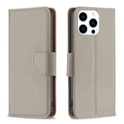 For iPhone 16 Pro Max Litchi Texture Pure Color Flip Leather Phone Case(Grey)