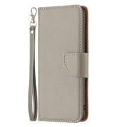 For iPhone 16 Pro Max Litchi Texture Pure Color Flip Leather Phone Case(Grey)
