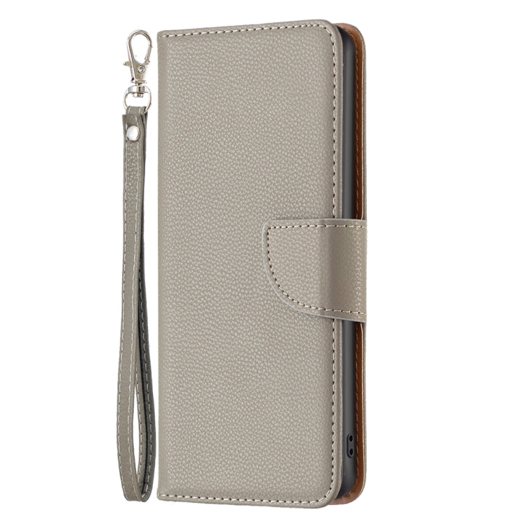 For iPhone 16 Pro Max Litchi Texture Pure Color Flip Leather Phone Case(Grey)