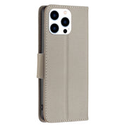 For iPhone 16 Pro Max Litchi Texture Pure Color Flip Leather Phone Case(Grey)