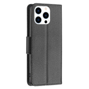 For iPhone 16 Pro Litchi Texture Pure Color Flip Leather Phone Case(Black)