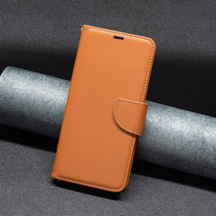 For iPhone 16 Plus Litchi Texture Pure Color Flip Leather Phone Case(Brown)