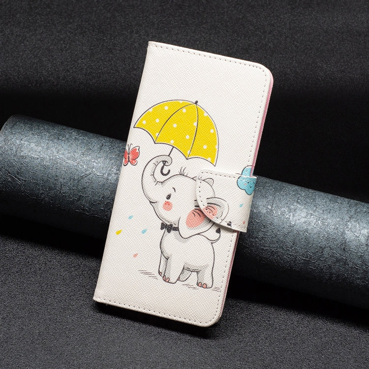 For iPhone 16 Pro Colored Drawing Pattern Flip Leather Phone Case(Umbrella Elephant)