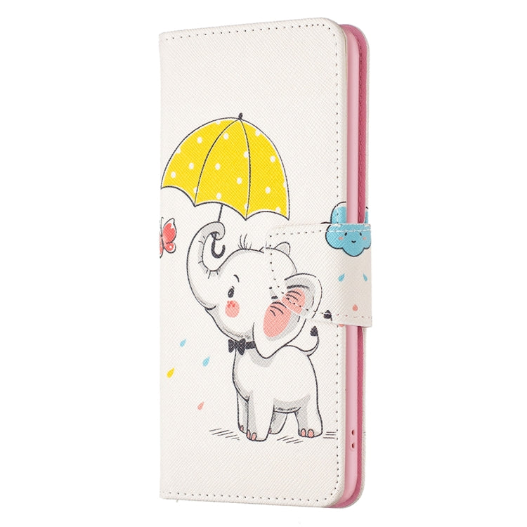 For iPhone 16 Pro Colored Drawing Pattern Flip Leather Phone Case(Umbrella Elephant)