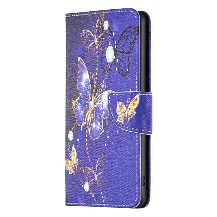 For iPhone 16 Colored Drawing Pattern Flip Leather Phone Case(Purple Butterfly)