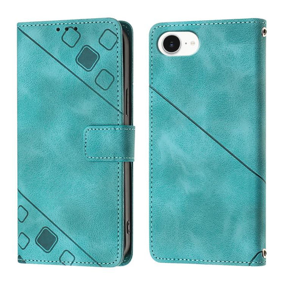 For iPhone 16e Skin-feel Embossed Leather Phone Case(Green)