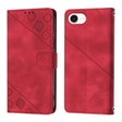 For iPhone 16e Skin-feel Embossed Leather Phone Case(Red) - iPhone 16e Cases by PMC TechLife | Online Shopping South Africa | PMC TechLife | Buy Now Pay Later Mobicred