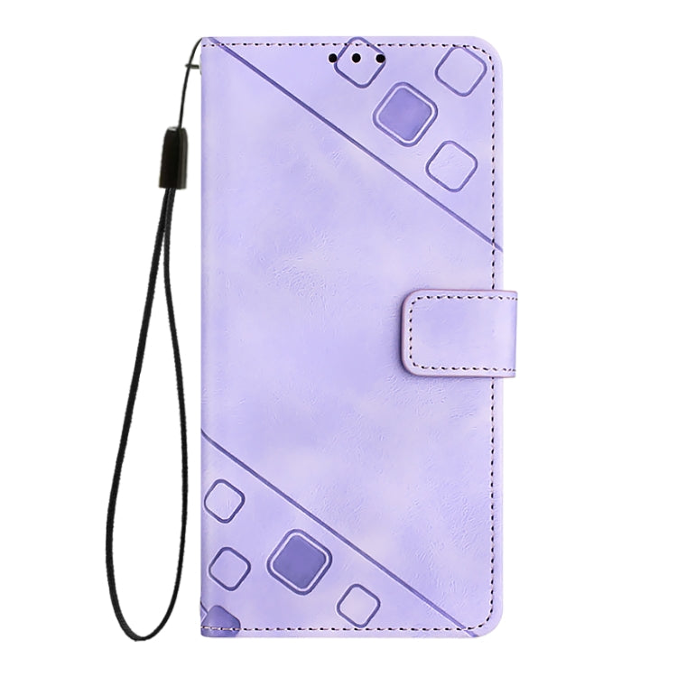 For iPhone 16 Pro Max Skin-feel Embossed Leather Phone Case(Light Purple)
