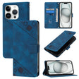For iPhone 16 Pro Skin-feel Embossed Leather Phone Case(Blue) - iPhone 16 Pro Cases by PMC TechLife | Online Shopping South Africa | PMC TechLife | Buy Now Pay Later Mobicred