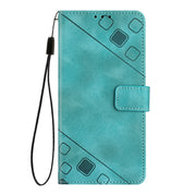 For iPhone 16 Plus Skin-feel Embossed Leather Phone Case(Green)