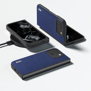 For Google Pixel 9 Pro Fold ABEEL Black Edge Genuine Leather Mino Phone Case(Royal Blue)