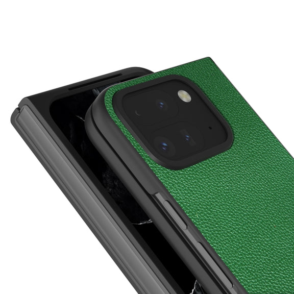 For Google Pixel 9 Pro Fold ABEEL Black Edge Genuine Leather Mino Phone Case(Green)