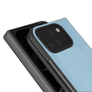For Google Pixel 9 Pro Fold ABEEL Black Edge Genuine Leather Mino Phone Case(Blue)