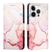 For iPhone 16 Pro PT003 Marble Pattern Flip Leather Phone Case(Rose Gold)
