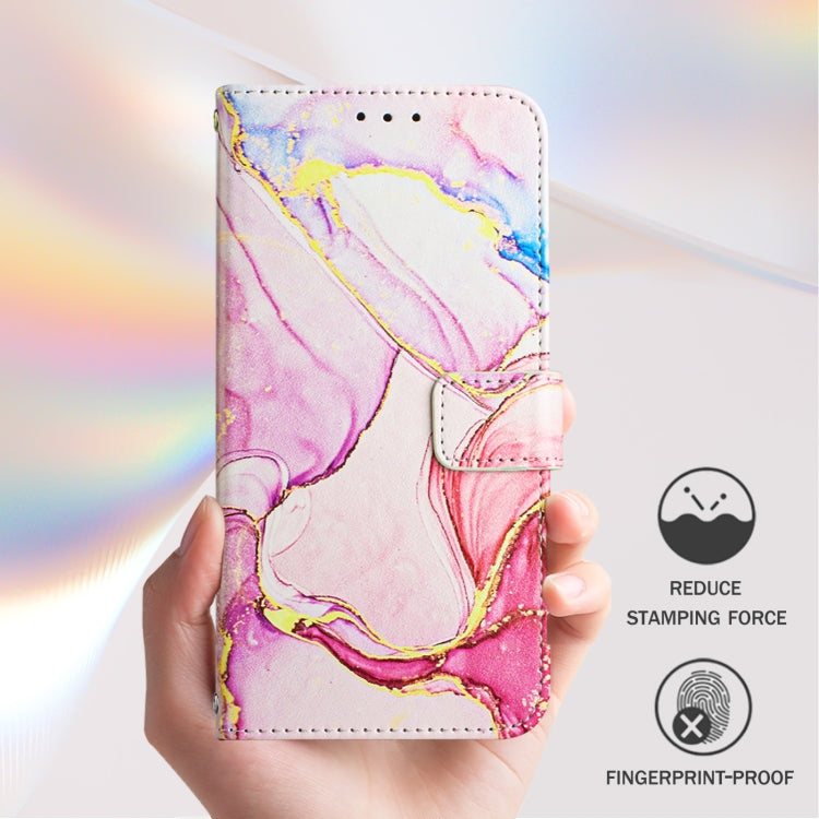 For iPhone 16 Plus PT003 Marble Pattern Flip Leather Phone Case(Rose Gold)