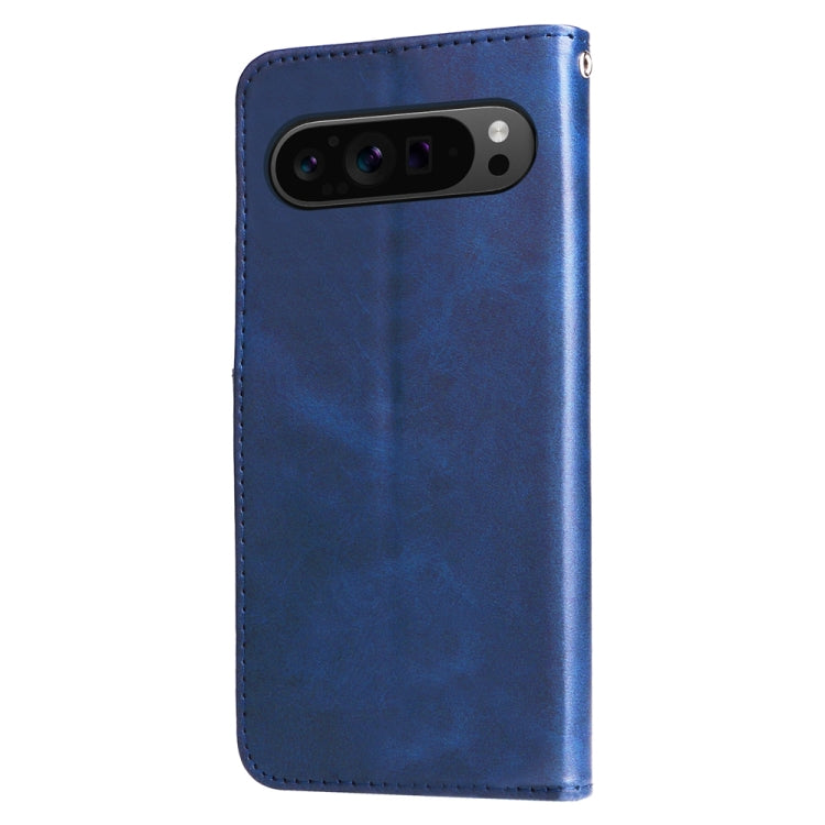 For Google Pixel 9 Pro Fashion Calf Texture Zipper Leather Phone Case(Blue)