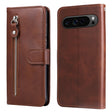 For Google Pixel 9 Pro Fashion Calf Texture Zipper Leather Phone Case(Brown) - Google Cases by PMC TechLife | Online Shopping South Africa | PMC TechLife | Buy Now Pay Later Mobicred