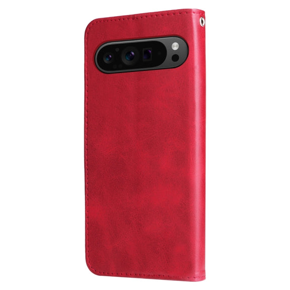 For Google Pixel 9 Pro Fashion Calf Texture Zipper Leather Phone Case(Red)