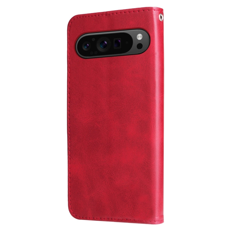 For Google Pixel 9 Pro Fashion Calf Texture Zipper Leather Phone Case(Red)