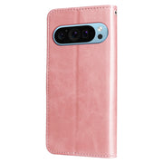 For Google Pixel 9 Fashion Calf Texture Zipper Leather Phone Case(Rose Gold)
