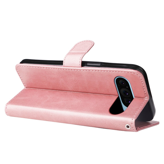For Google Pixel 9 Fashion Calf Texture Zipper Leather Phone Case(Rose Gold)