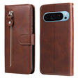 For Google Pixel 9 Fashion Calf Texture Zipper Leather Phone Case(Brown) - Google Cases by PMC TechLife | Online Shopping South Africa | PMC TechLife | Buy Now Pay Later Mobicred