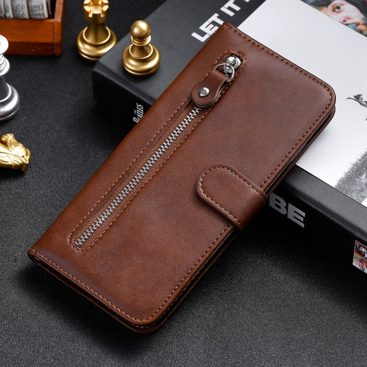 For Google Pixel 9 Fashion Calf Texture Zipper Leather Phone Case(Brown)