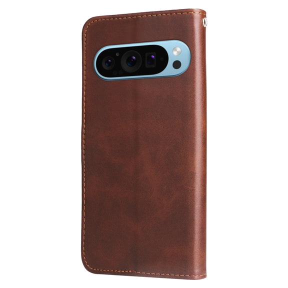 For Google Pixel 9 Fashion Calf Texture Zipper Leather Phone Case(Brown)